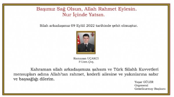 Zeytin Dalı bölgesinden acı haber: Bir askerimiz şehit oldu!